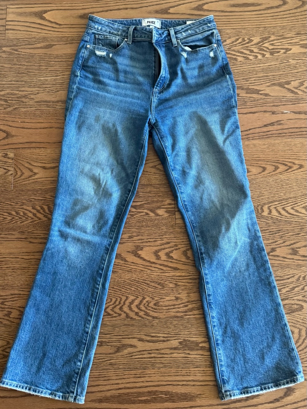 PAIGE Claudine Medium Wash Flared Jeans - Blue Denim